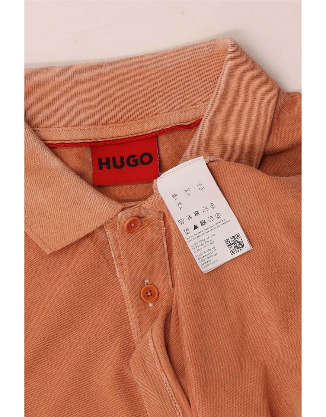 Hugo Boss Mens Polo Shirt Small Orange Cotton