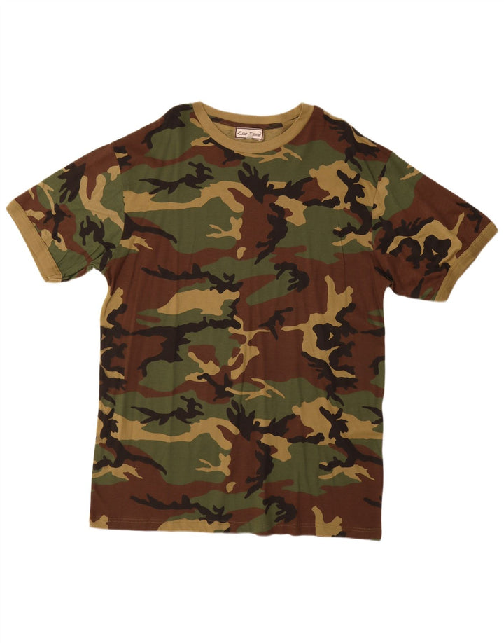 ESSE EMME  Mens T-Shirt Top 2XL Khaki Camouflage Cotton