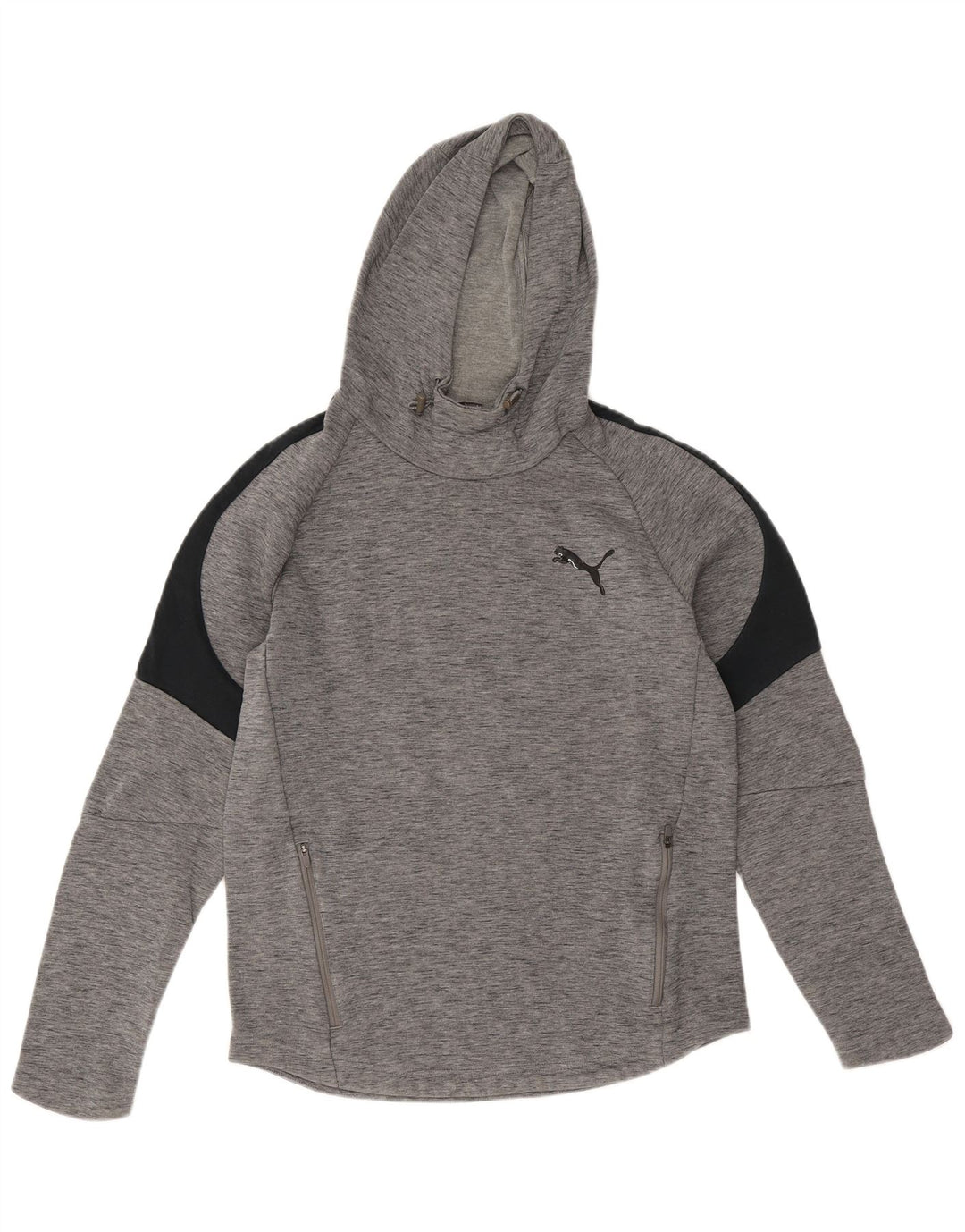 Puma Mens Hoodie Jumper Small Grey Colourblock Cotton