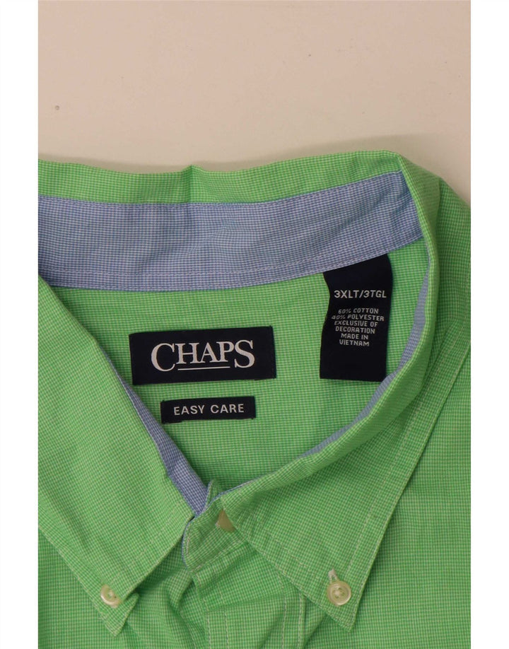 Chaps Mens Big & Tall Short Sleeve Regular Fit Shirt 3XL Green Houndstooth