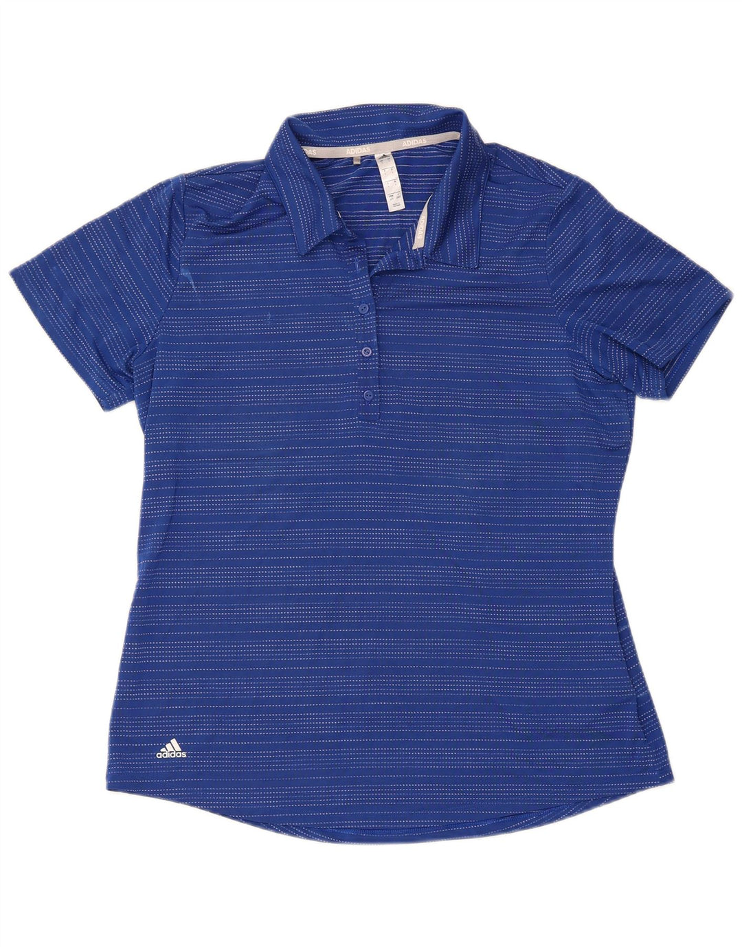 Adidas Womens Short Sleeve Polo shirt Large Blue Striped Polyester