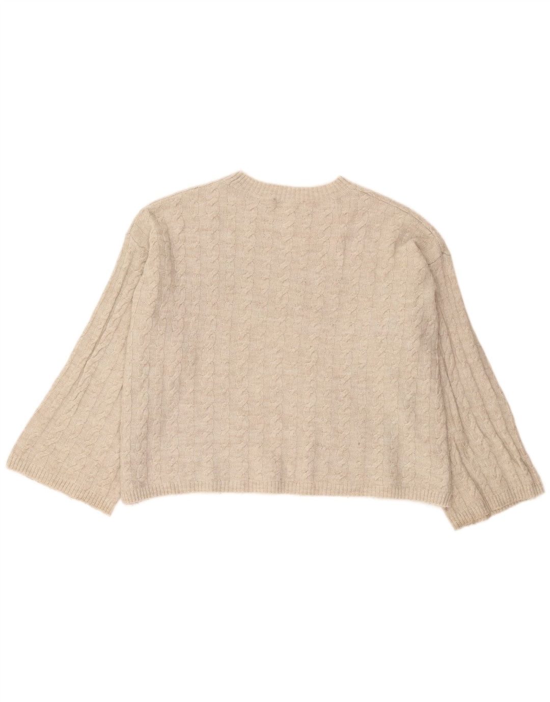 Zara Womens Oversized Crew Neck Jumper Sweater UK 10 Small Beige