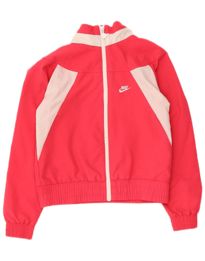 Nike Girls Tracksuit Top Jacket 10-11 Years Medium Pink Colourblock