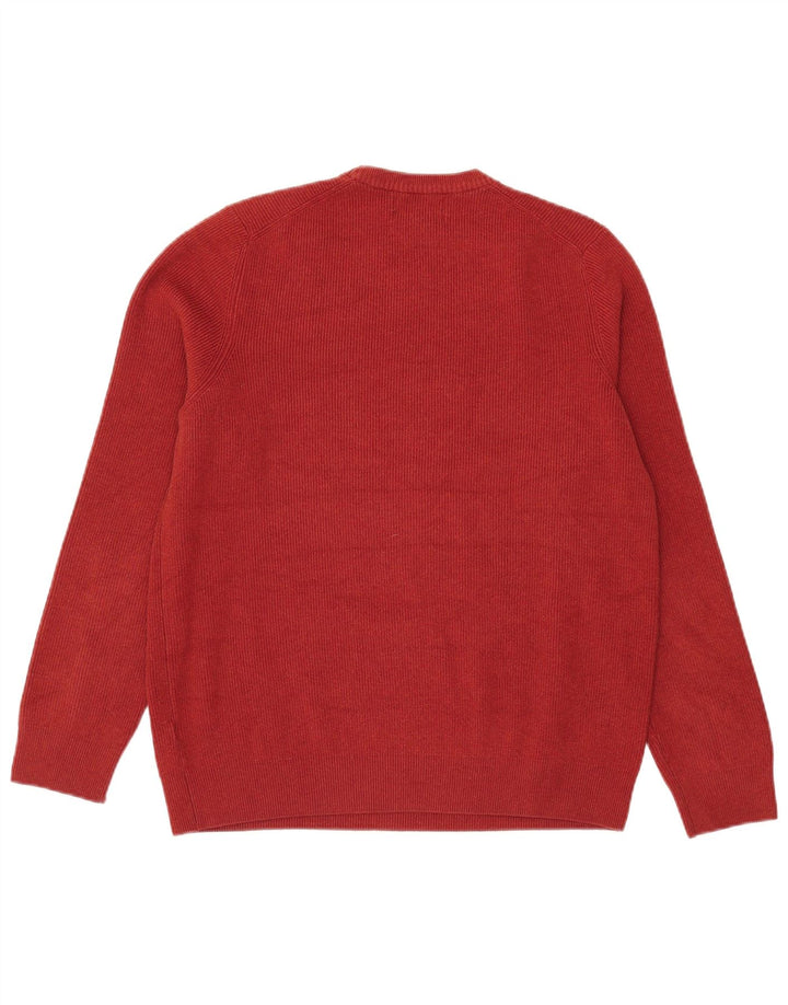 Marks & Spencer Mens Crew Neck Jumper Sweater Large Orange Polyester