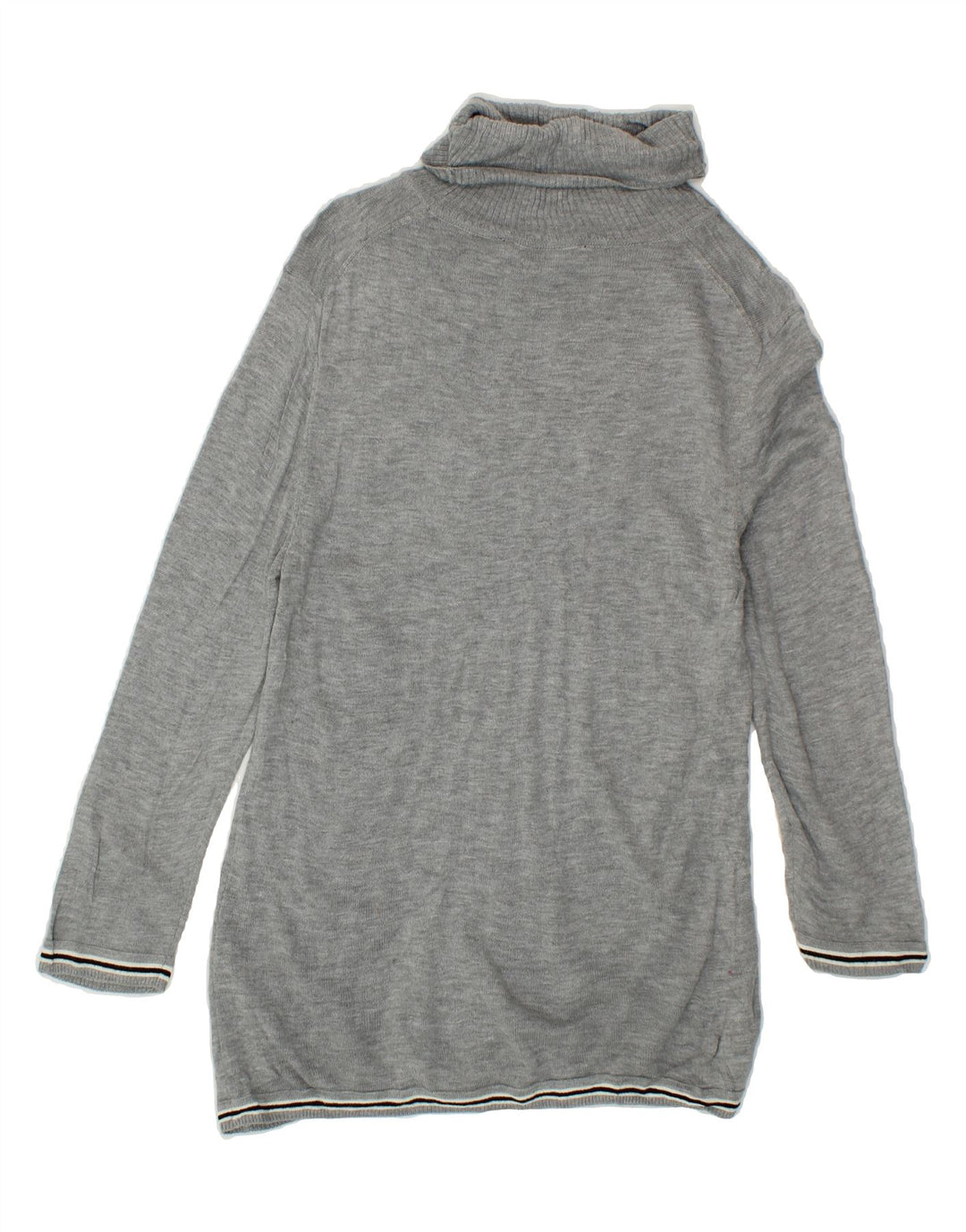 TOMMY HILFIGER Womens Longline Roll Neck Jumper Sweater UK 12 Medium Grey Vintage Tommy Hilfiger and Second-Hand Tommy Hilfiger from Messina Hembry 