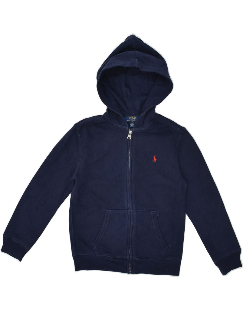 POLO RALPH LAUREN Boys Zip Hoodie Sweater 6-7 Years Navy Blue Cotton | Vintage Polo Ralph Lauren | Thrift | Second-Hand Polo Ralph Lauren | Used Clothing | Messina Hembry 