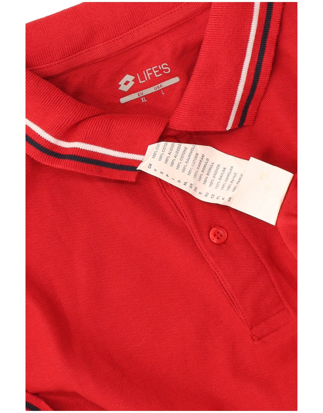 Lotto Mens Polo Shirt Large Red Cotton