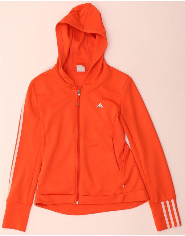 Adidas Womens Clima 365 Zip Hoodie Sweater UK 12 Medium Orange Polyester
