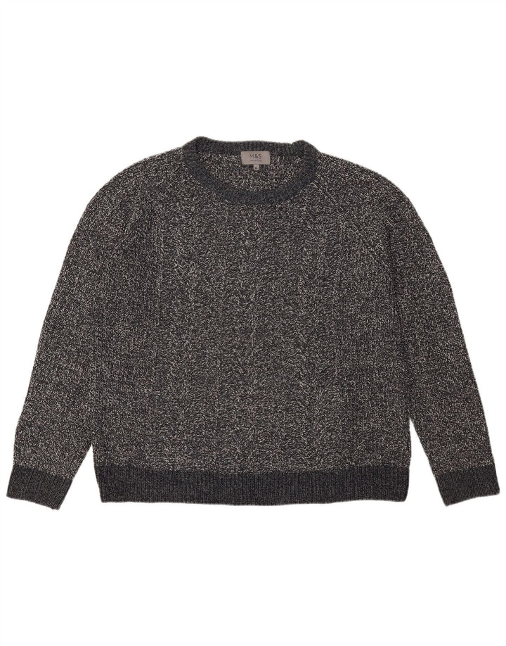 Marks & Spencer Mens Boat Neck Jumper Sweater XL Grey Flecked Acrylic