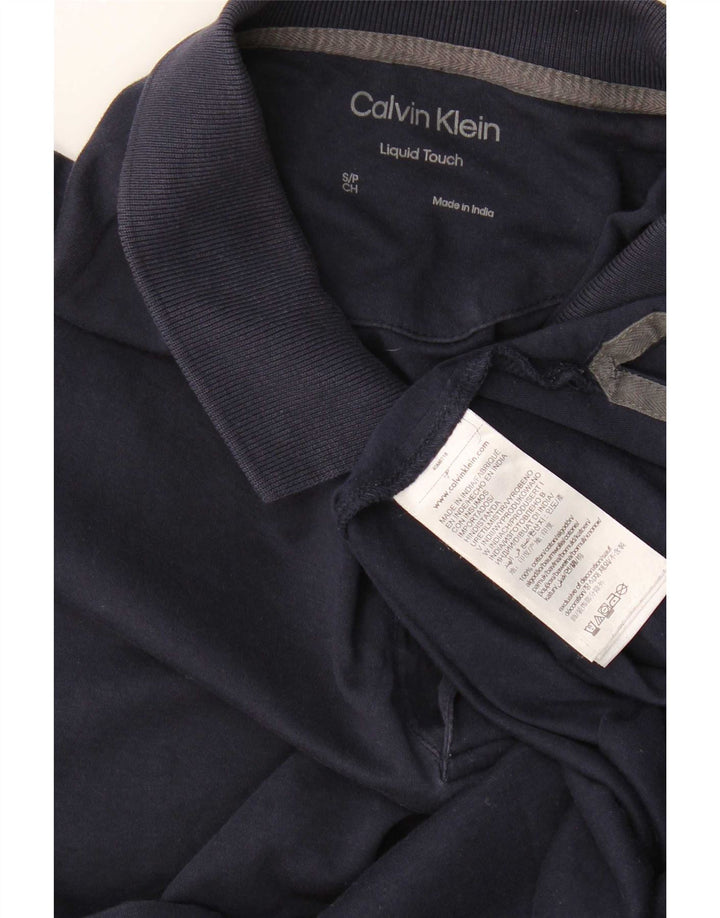 Calvin Klein Mens Polo Shirt Small Navy Blue Cotton