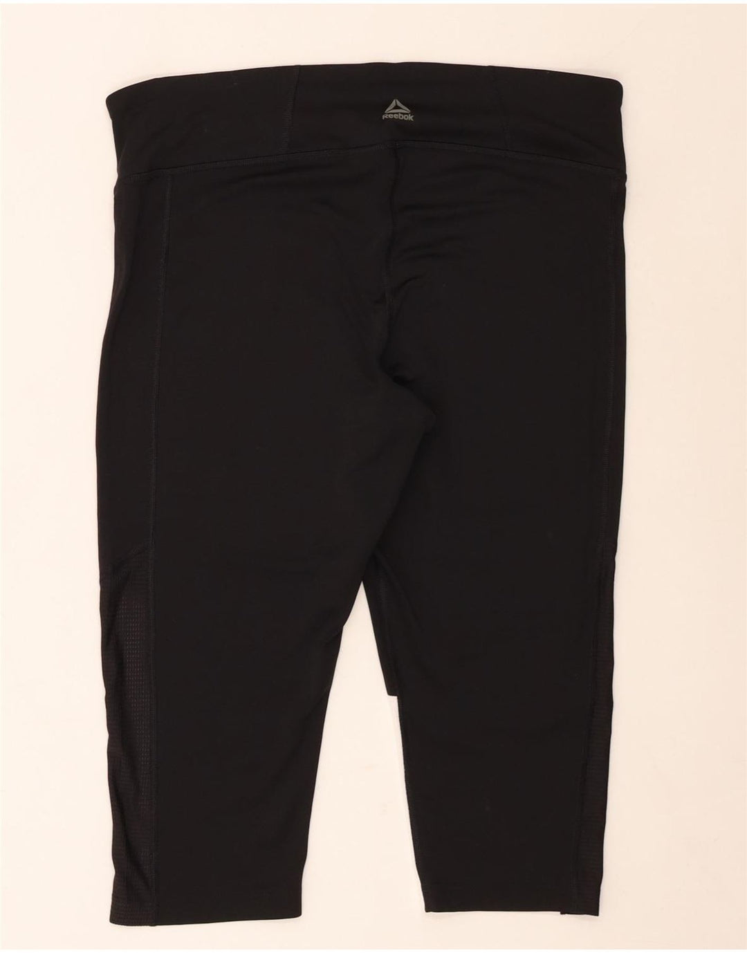 REEBOK Womens Capri Leggings UK 20/22 XL Black Colourblock Polyester