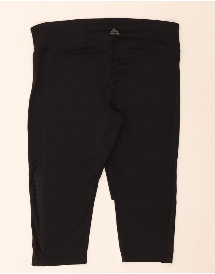 REEBOK Womens Capri Leggings UK 20/22 XL Black Colourblock Polyester