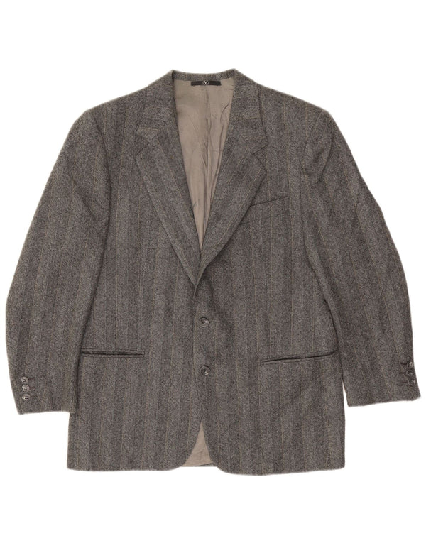 Valentino Mens 2 Button Blazer Jacket IT 48 Medium Grey Striped Virgin Wool