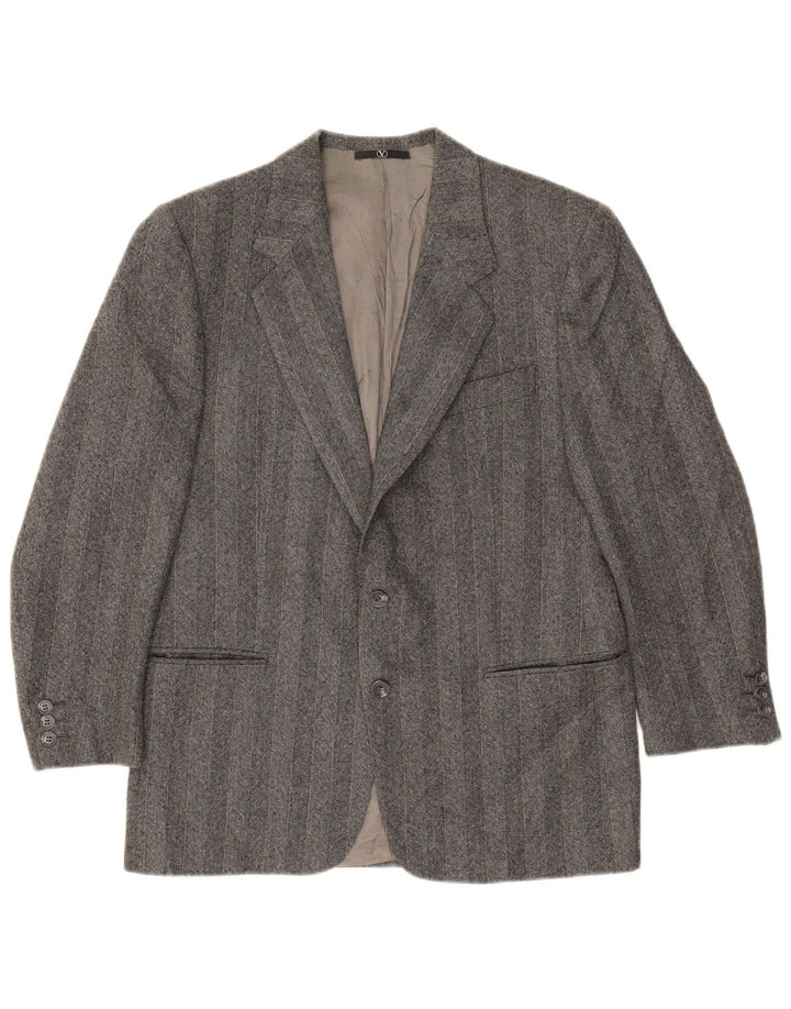 Valentino Mens 2 Button Blazer Jacket IT 48 Medium Grey Striped Virgin Wool