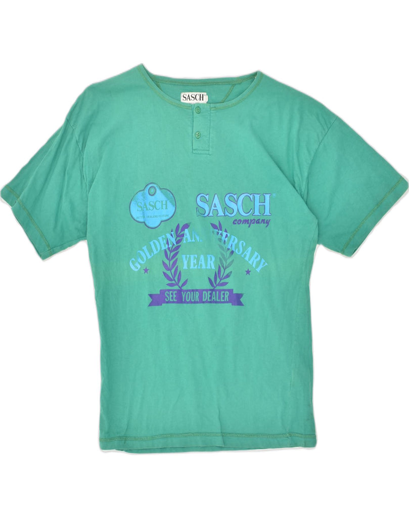 SASCH Womens Graphic T-Shirt Top UK 18 XL Green Cotton | Vintage Sasch | Thrift | Second-Hand Sasch | Used Clothing | Messina Hembry 