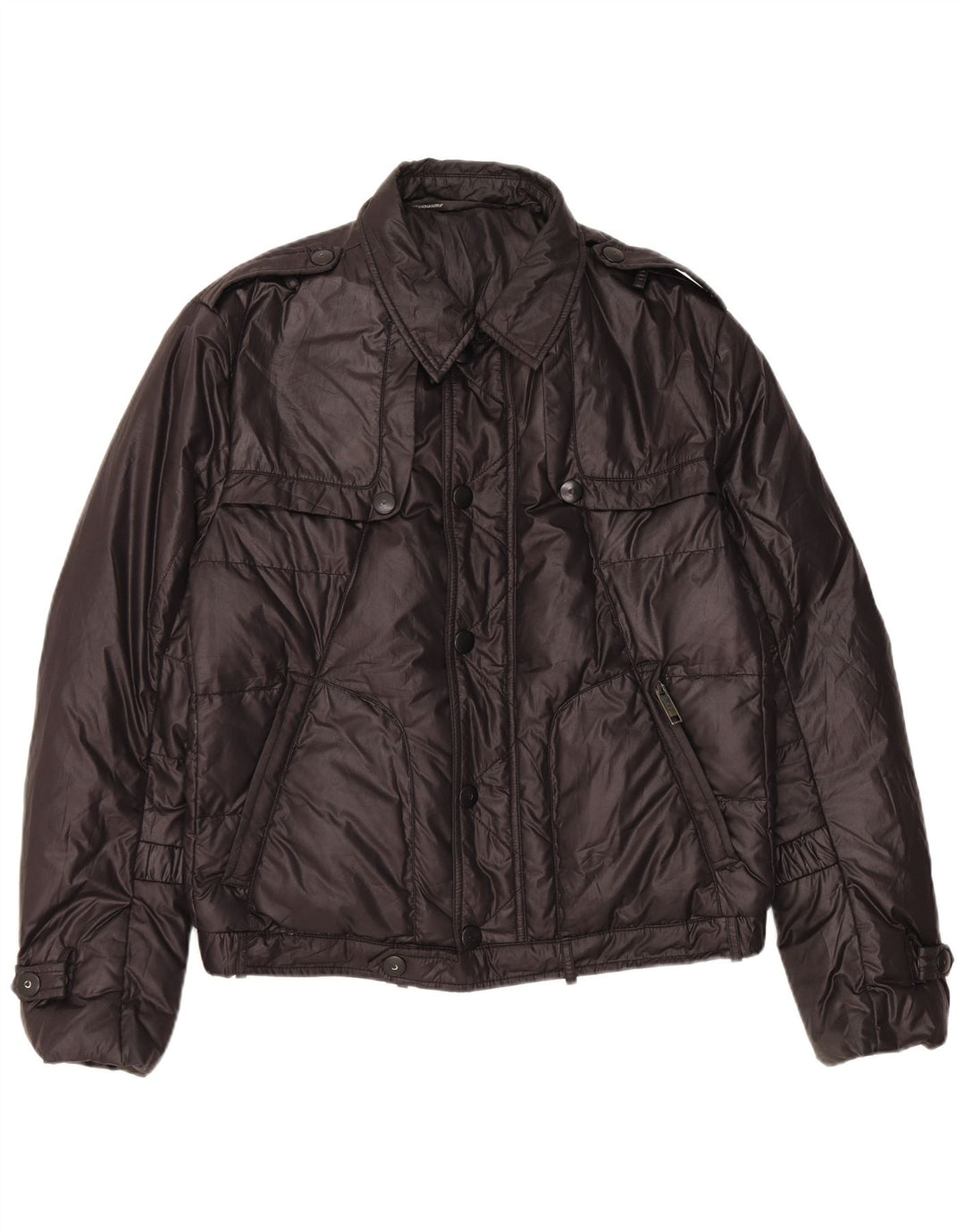Vintage Mens Military Padded Jacket IT 52 XL Black Polyester