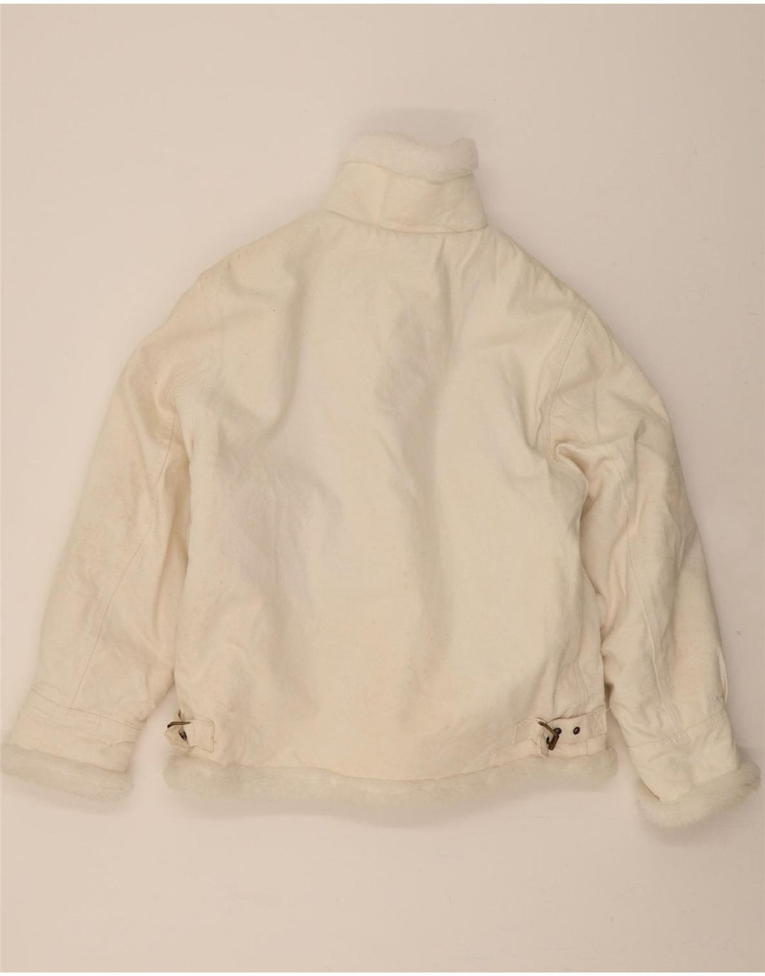 VINTAGE Mens Denim Sherpa Jacket UK 40 Large White Cotton