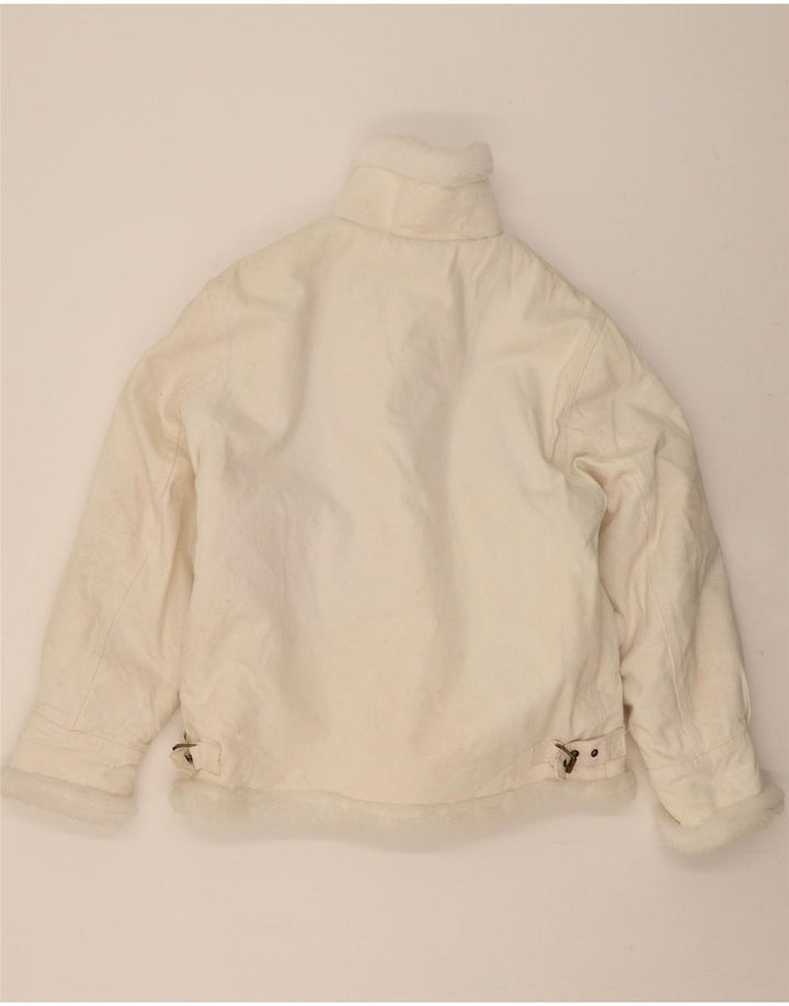 VINTAGE Mens Denim Sherpa Jacket UK 40 Large White Cotton