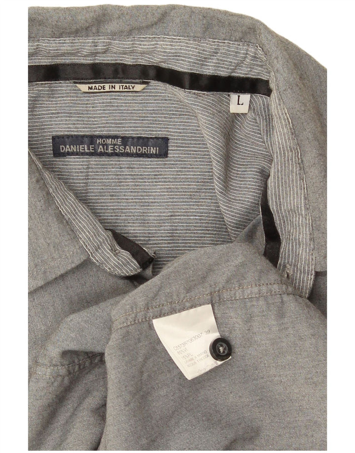 Daniele Alessandrini Mens Shirt Large Grey Viscose