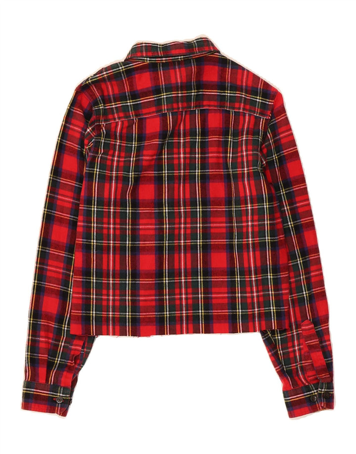 L.L.BEAN Womens Crop Overshirt Flannel Shirt UK 10 Small Red Check Vintage L.L.Bean and Second-Hand L.L.Bean from Messina Hembry 
