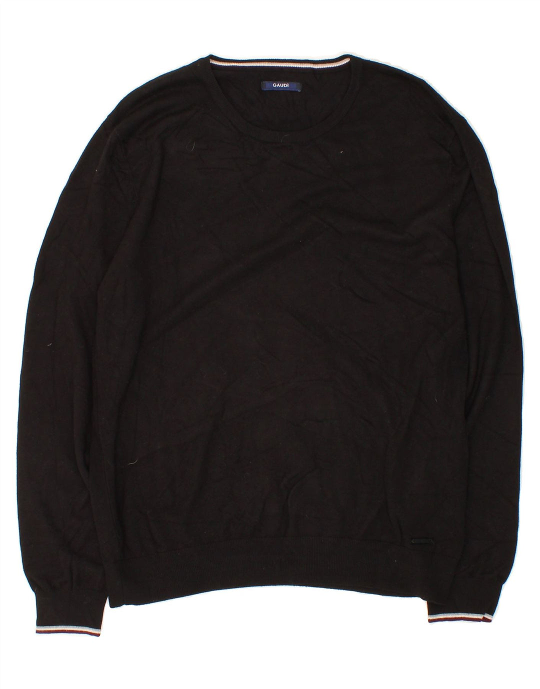 GAUDI Mens Crew Neck Jumper Sweater Medium Black Viscose Vintage Gaudi and Second-Hand Gaudi from Messina Hembry 