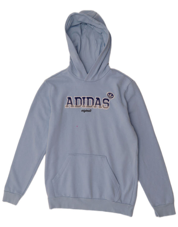 Adidas Girls Graphic Hoodie Jumper 15-16 Years Blue Cotton