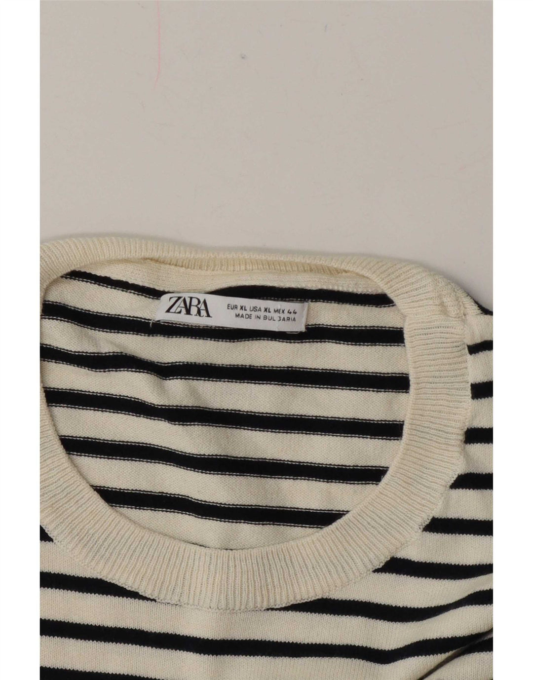 Zara Womens Regular T-Shirt Top UK 18 XL White Striped