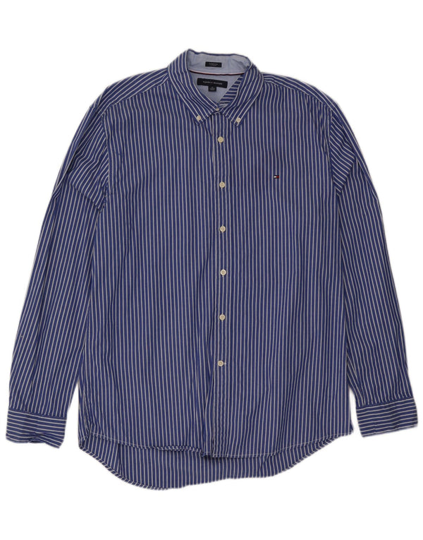 Tommy Hilfiger Mens Shirt XL Blue Pinstripe Cotton