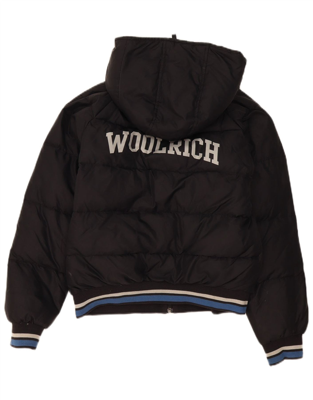 Woolrich Boys Graphic Hooded Padded Jacket 11-12 Years Black Nylon
