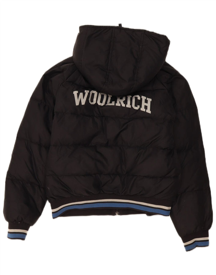 Woolrich Boys Graphic Hooded Padded Jacket 11-12 Years Black Nylon