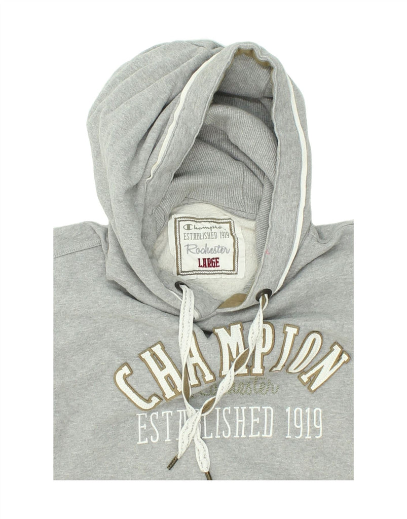 CHAMPION Womens Rochester Graphic Hoodie Jumper UK 16 Large Grey Cotton Vintage Champion and Second-Hand Champion from Messina Hembry 