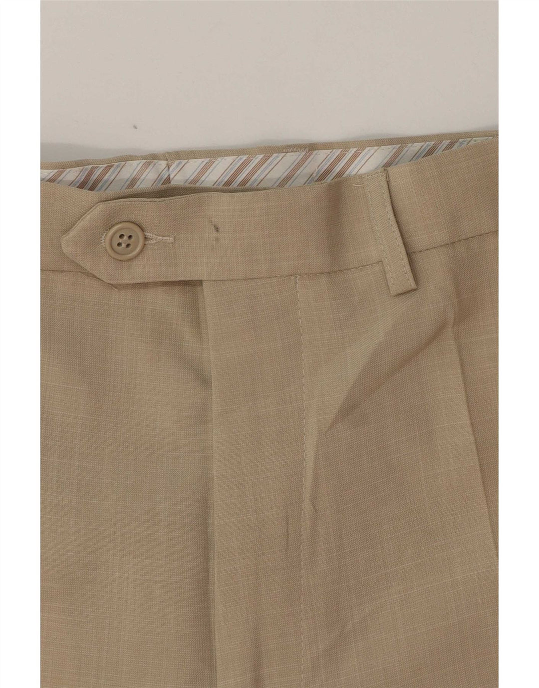 Marks & Spencer Mens Straight Suit Trousers W34 L28 Beige Polyester