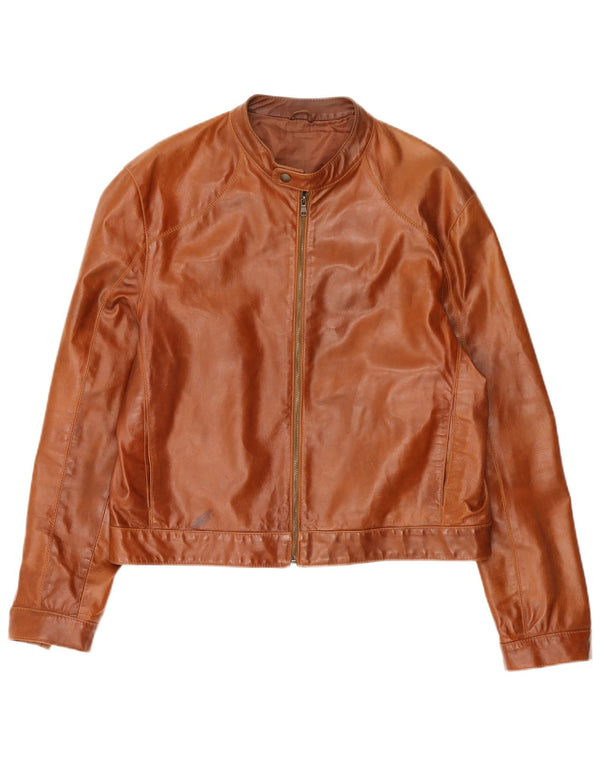 Vintage Mens Biker Leather Jacket UK 44 2XL Brown Leather