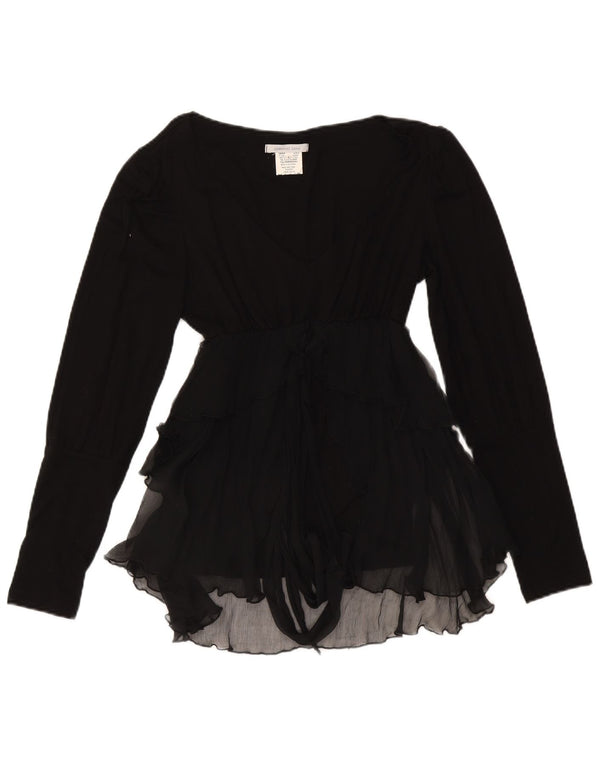 Germano Zama Womens Long Sleeve Asymmetric Blouse Top UK 14 Large Black