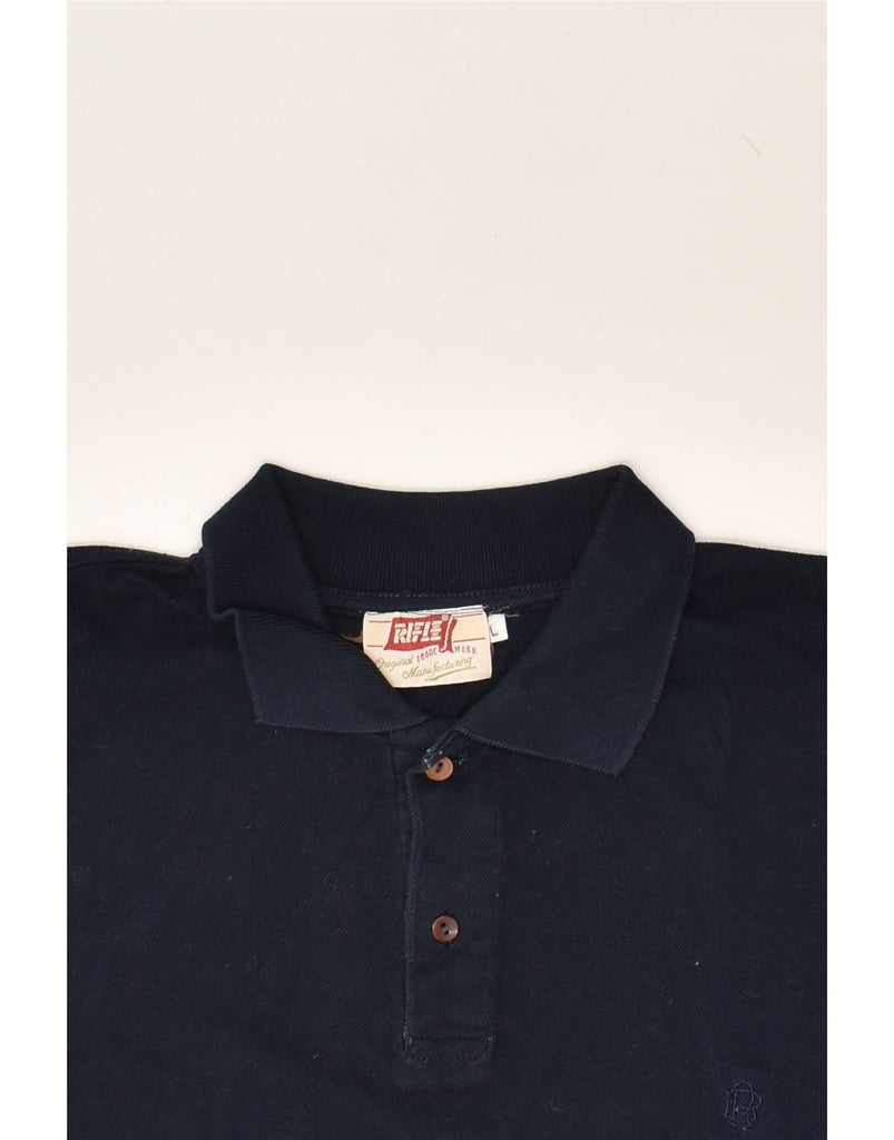 RIFLE Mens Long Sleeve Polo Shirt Large Navy Blue Cotton | Vintage Rifle | Thrift | Second-Hand Rifle | Used Clothing | Messina Hembry 