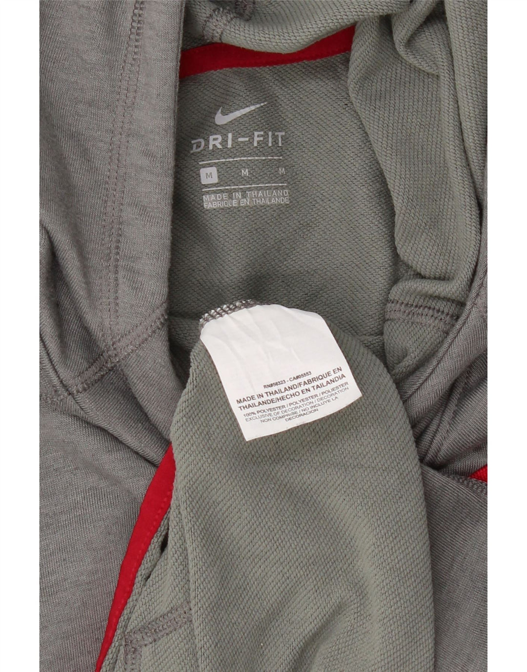 NIKE Womens Dri Fit Graphic Hoodie Jumper UK 14 Medium Grey Polyester Vintage Nike and Second-Hand Nike from Messina Hembry 