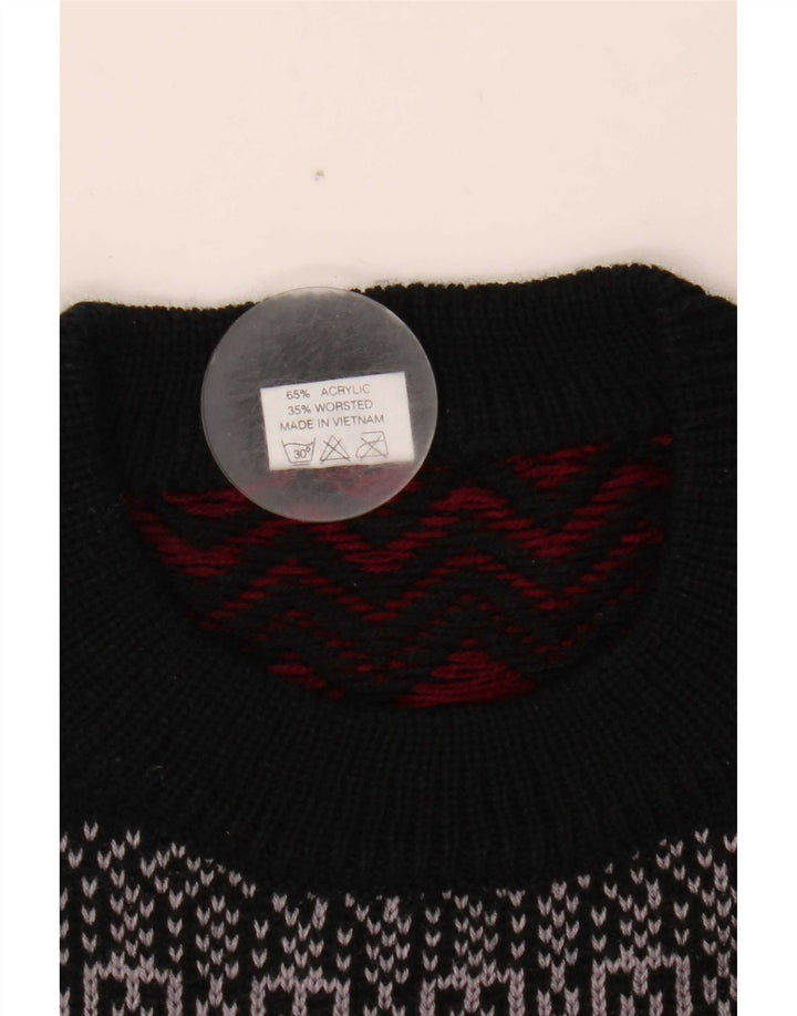 Vintage Mens Crew Neck Jumper Sweater Large Multicoloured Fair Isle Acrylic