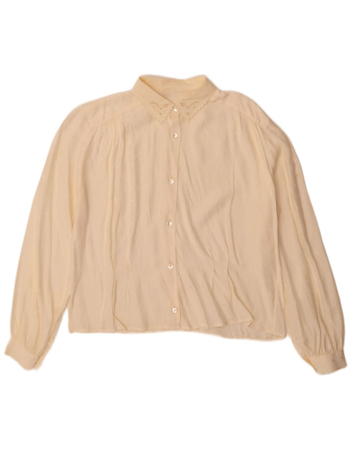 Vintage Womens Shirt Blouse IT 46 Large Off White Silk