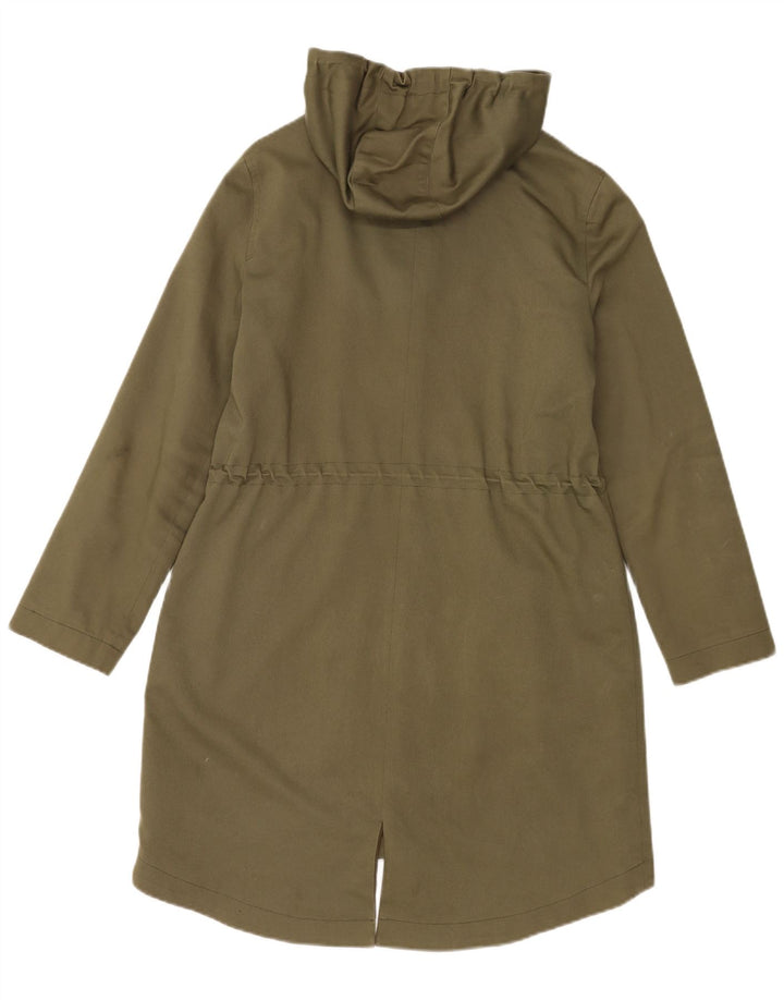 Reiss Womens Hooded Oversized Parka Jacket UK 8 Small Khaki Cotton