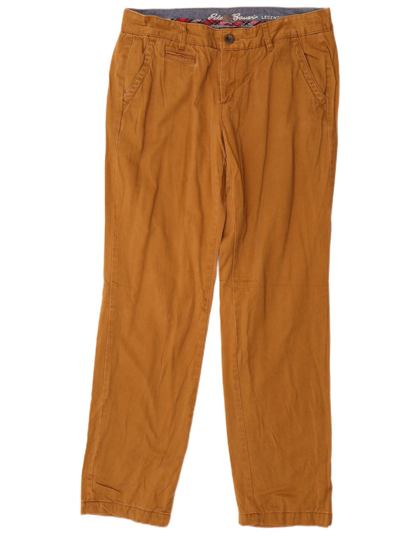 EDDIE BAUER Womens Straight Chino Trousers US 10 Large W34 L31 Brown