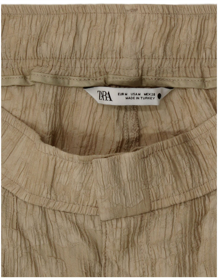 Zara Womens Abstract Pattern Straight Casual Trousers Medium W30 L26 Beige