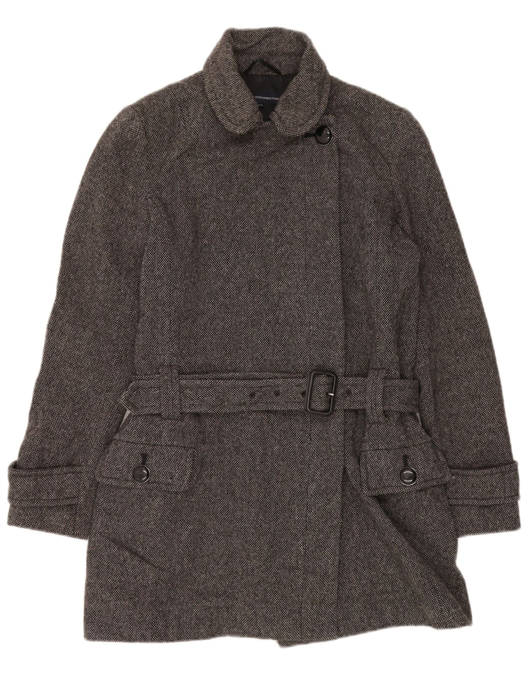 FRENCH CONNECTION Womens Overcoat UK 12 Medium Grey Wool