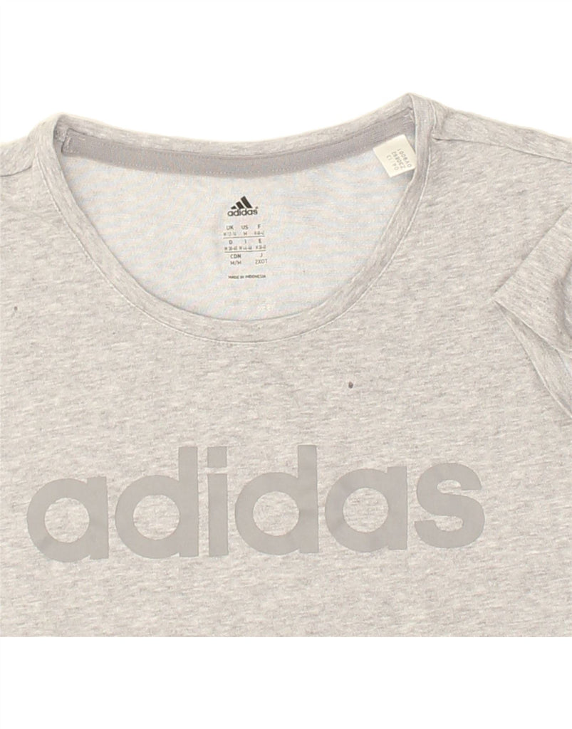 ADIDAS Womens Graphic T-Shirt Top UK 12-14 Medium Beige Cotton | Vintage Adidas | Thrift | Second-Hand Adidas | Used Clothing | Messina Hembry 