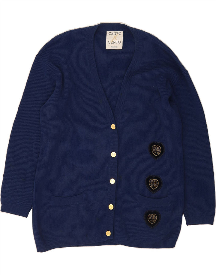ICEBERG Womens Cardigan Sweater UK 16 Large Blue Virgin Wool Vintage Iceberg and Second-Hand Iceberg from Messina Hembry 