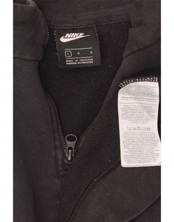 Nike Womens Oversized Zip Neck Sweatshirt Jumper UK 16 Large Black Cotton