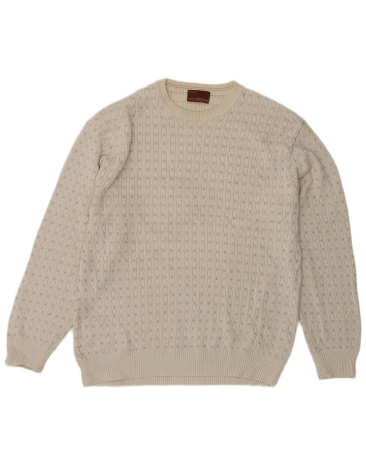 Marks & Spencer Mens Crew Neck Jumper Sweater Medium Off White Acrylic