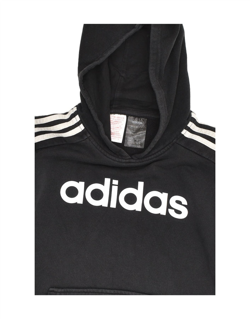 ADIDAS Boys Graphic Hoodie Jumper 13-14 Years Black Cotton | Vintage Adidas | Thrift | Second-Hand Adidas | Used Clothing | Messina Hembry 