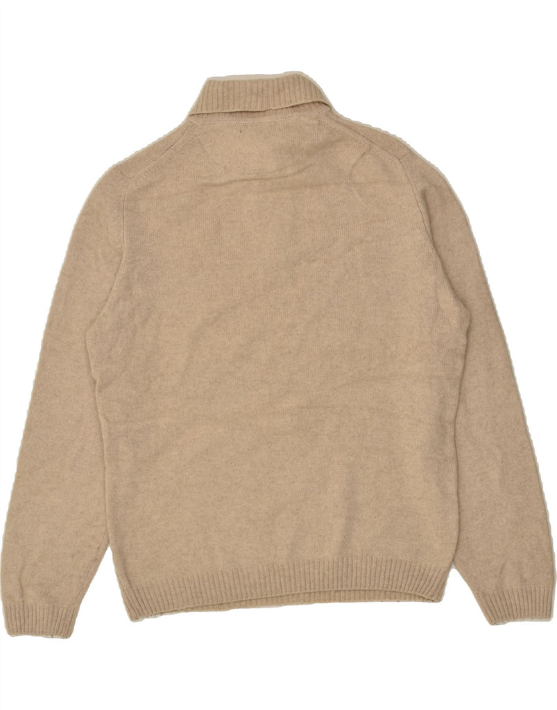 MASSIMO DUTTI Mens Button Neck Jumper Sweater Large Beige Wool | Vintage Massimo Dutti | Thrift | Second-Hand Massimo Dutti | Used Clothing | Messina Hembry 