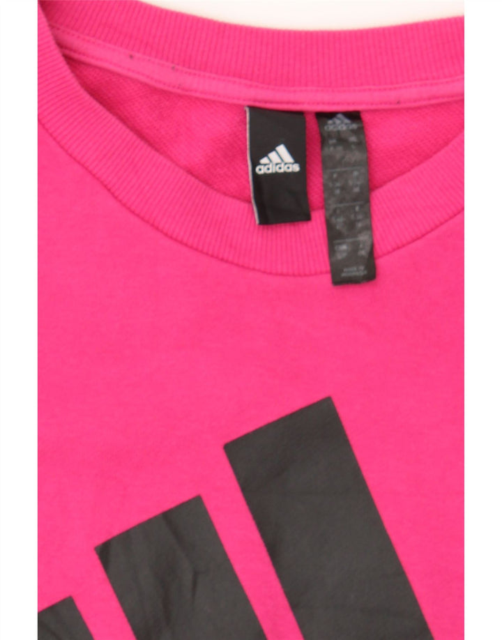 ADIDAS Womens Oversized Sweatshirt Jumper UK 8/10 Small Pink Colourblock Vintage Adidas and Second-Hand Adidas from Messina Hembry 