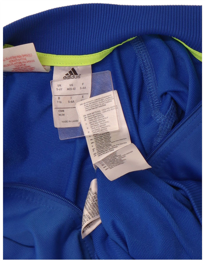 ADIDAS Boys Tracksuit Top Jacket 5-6 Years Blue Polyester